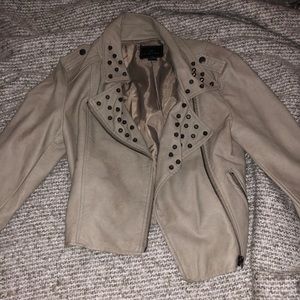 Gray leather studded jacket